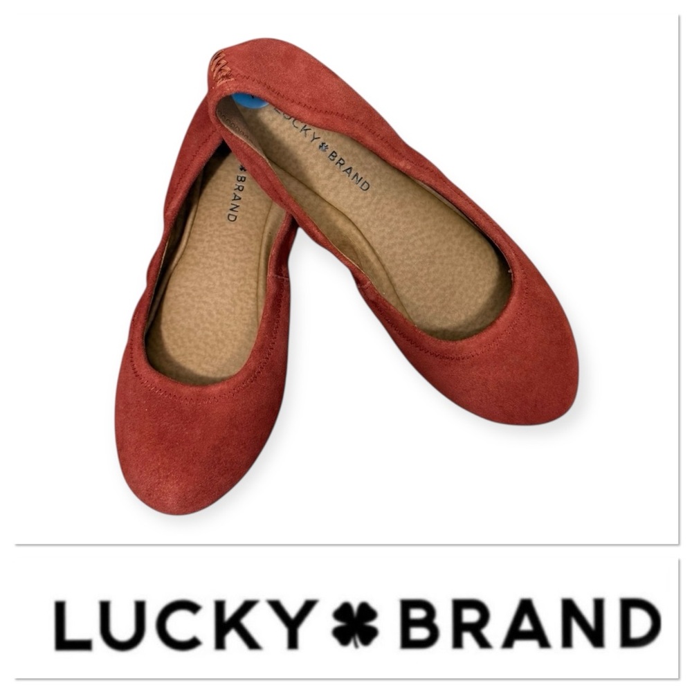 Lucky Brand Emmie suede pumpkin color flats size 7.5